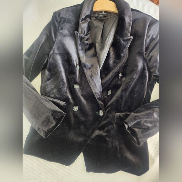 Jules & Leopold Elegant Black Velvet Double Breasted Jacket Blazer - Picture 8 of 10